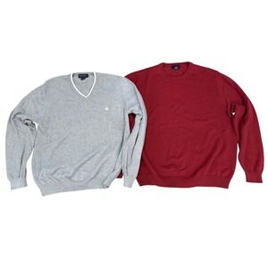 Brooks Brothers Supima Cotton Sweaters Red & Grey Lg Preppy Classic Collegiate